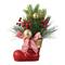 Glitzhome® 14" Christmas Red Boot with Pine Needle & Berry Centerpiece